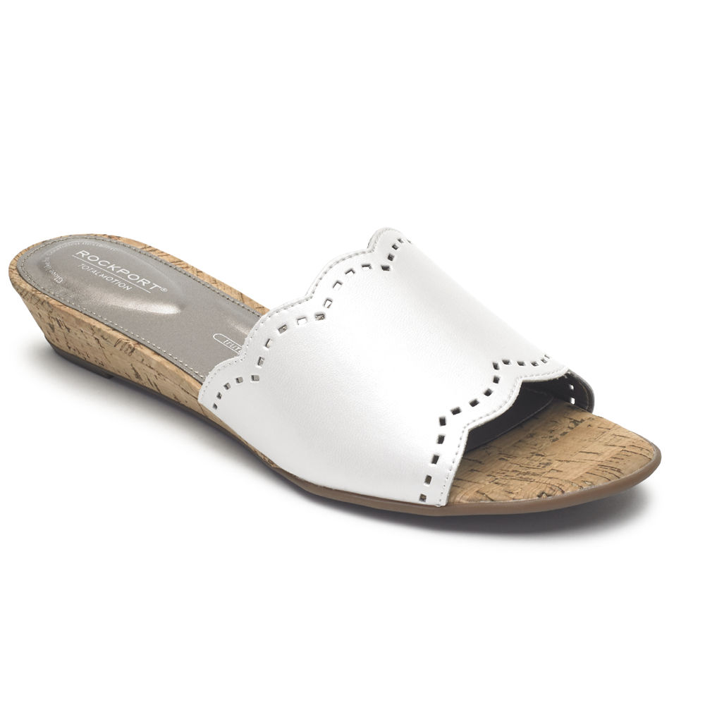 Rockport Slides For Womens White - Total Motion Zandra Scallop - UD2738501